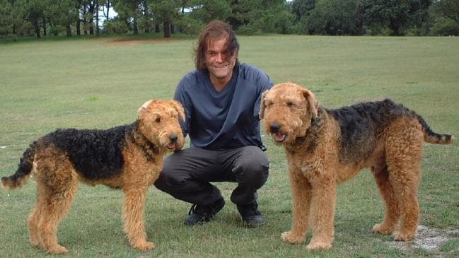 Brian Sherman with his dogs Zara and Cosmo.